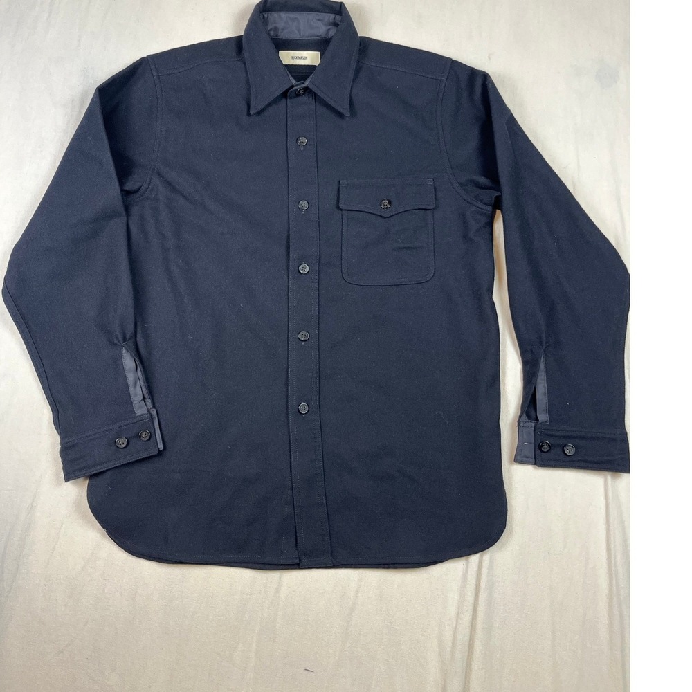 NWOT‎ Buck Mason Mens Black 100% Wool CPO Shirt Jacket Size Medium BM13359.974